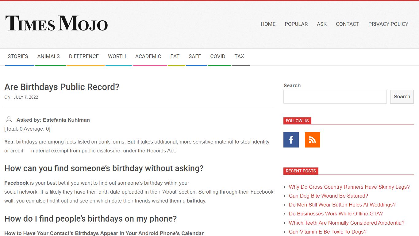 Are birthdays public record? - TimesMojo